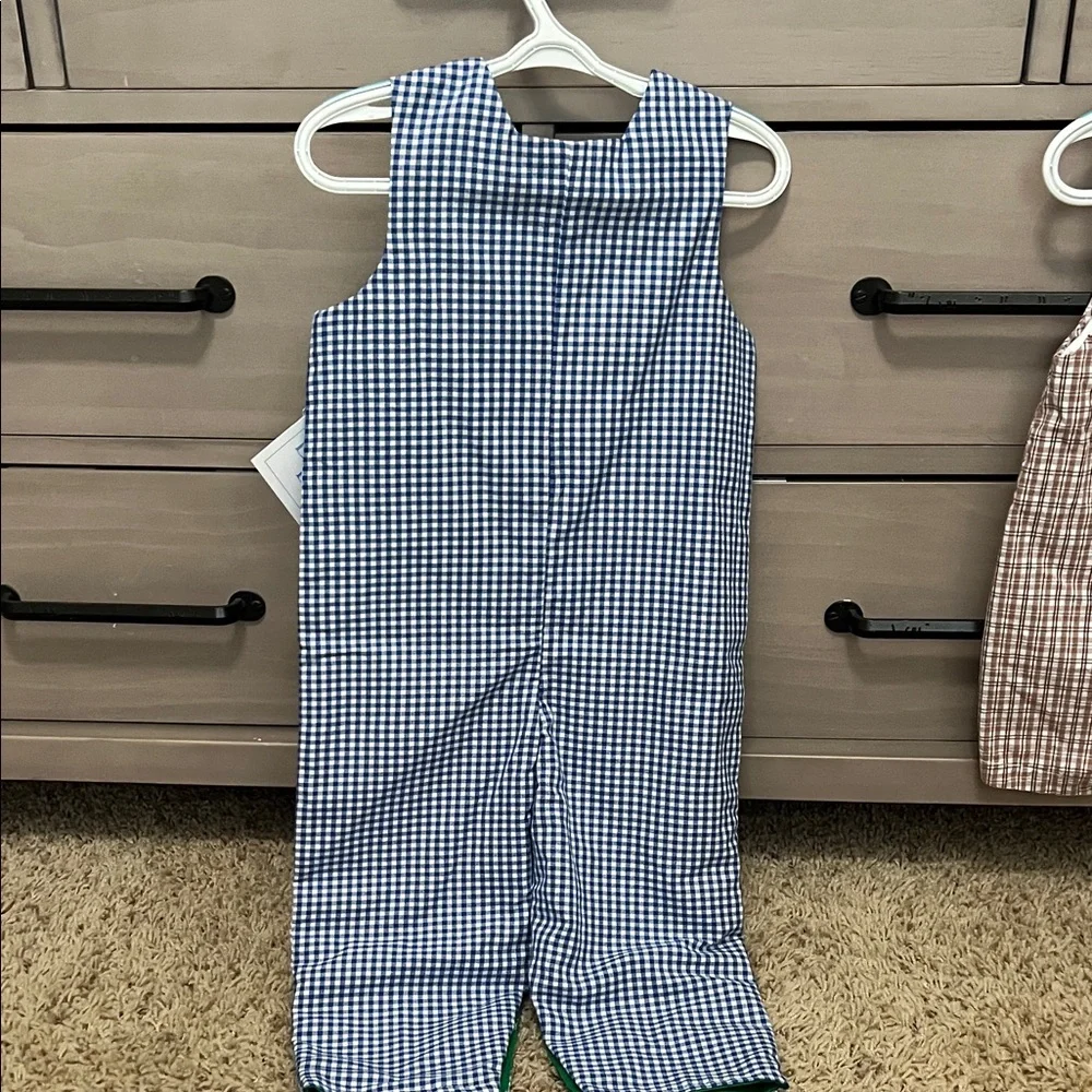 Blue Gingham Airplane Appliqué Kids Bib